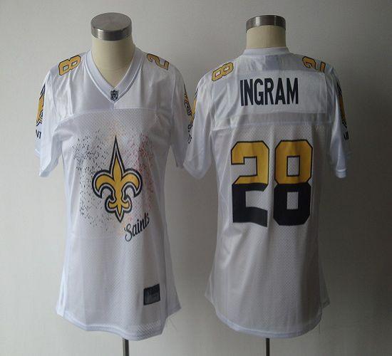Saints #28 Mark Ingram White 2011 Women's Fem Fan Stitched NFL Jersey